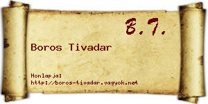 Boros Tivadar névjegykártya